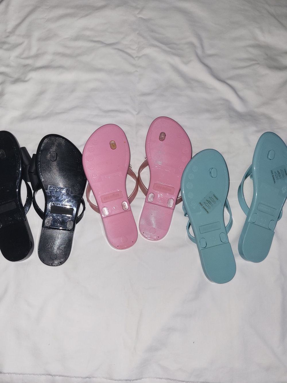 3 Mini Melissa Jelly Flip Flop Sandals - Pink, Black, Teal - Picture 2 of 3
